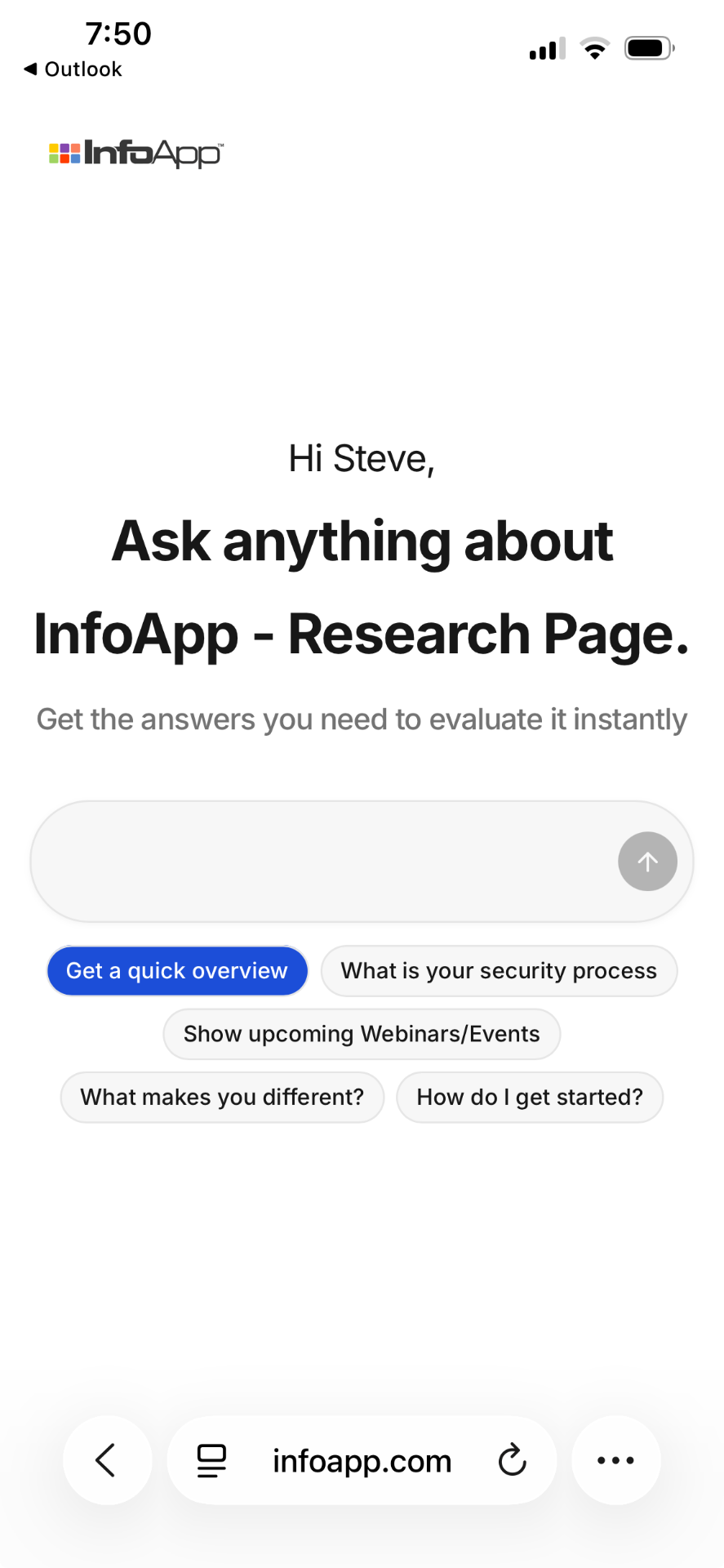 InfoApp on mobile